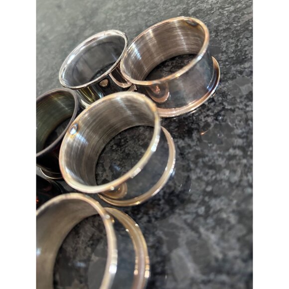 Vintage Silver Plated Napkin Rings Set Of 6 Round 1.5" Diameter Unpolished - Picture 4 of 7